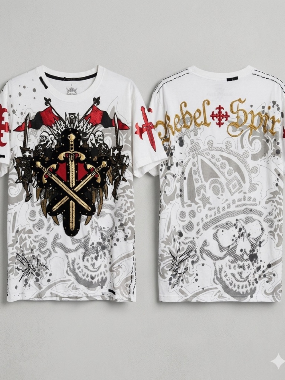 Rebel Spirit White and Red Graphic Tee